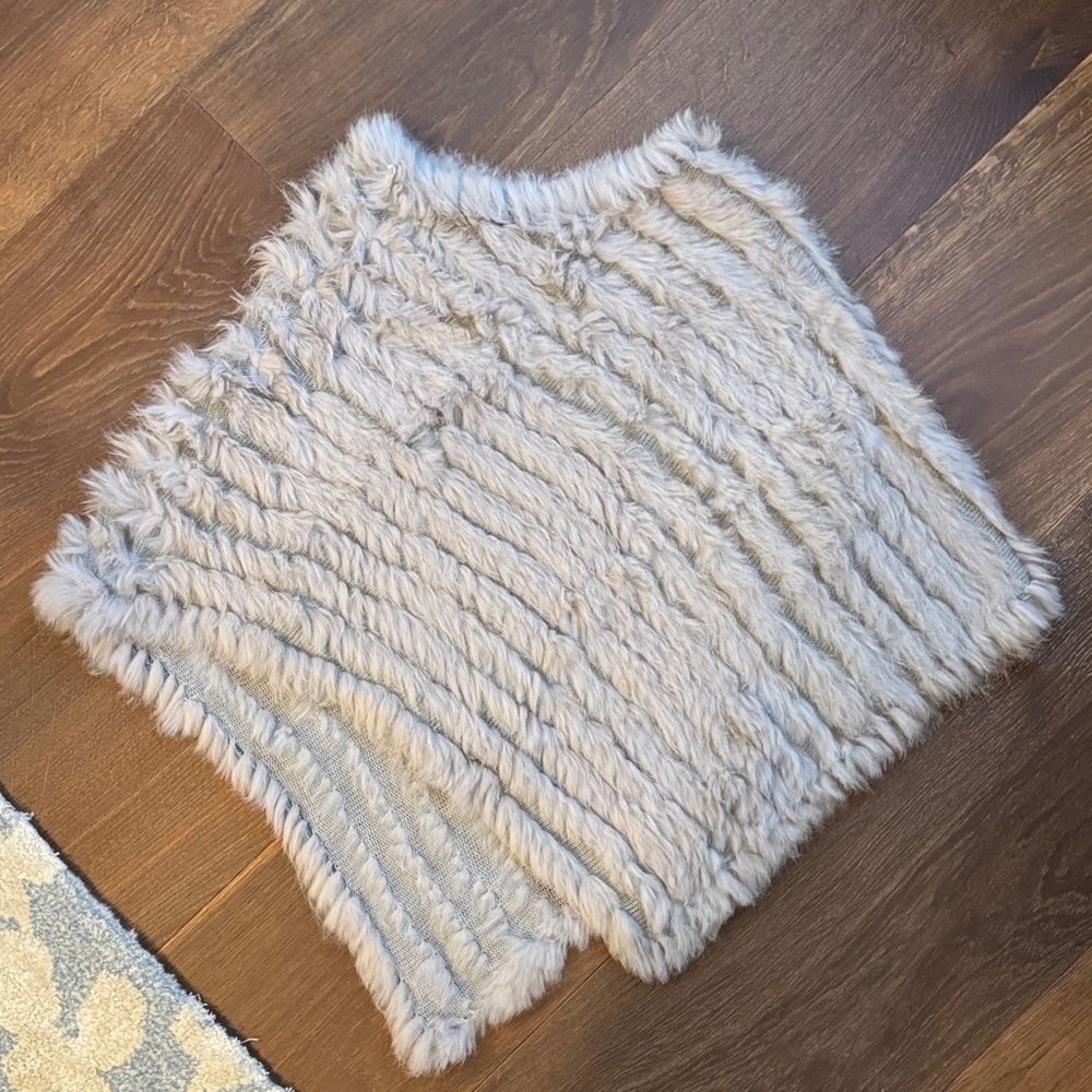 Adrienne Landau Rabbit Fur Poncho in Grey